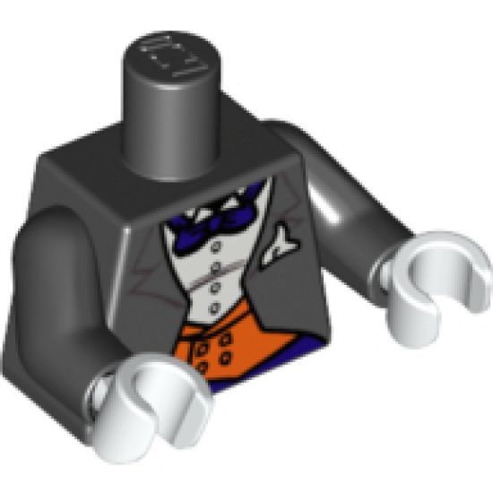 Torso Batman Suit with Orange Vest, Purple Bow Tie Pattern / Black Arms / White Hands