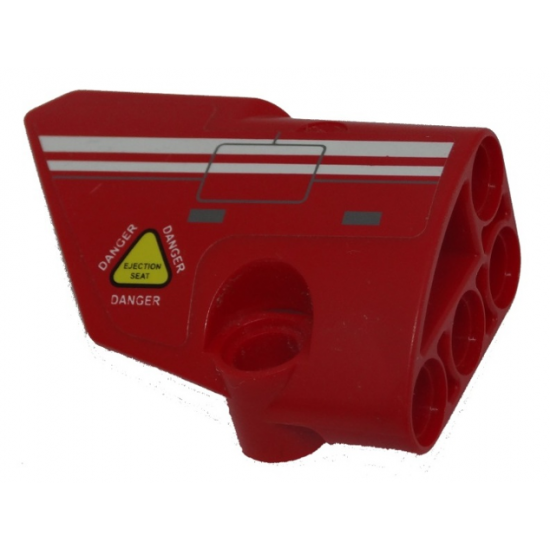 Technic, Panel Fairing # 1 Small Smooth Short, Side A with White Stripes, 'DANGER' and 'EJECTION SEAT' Pattern (Sticker) - Set 9394