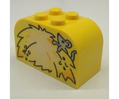 Slope, Curved 4 x 2 x 2 Double with Four Studs with Haystack and Mouse Pattern