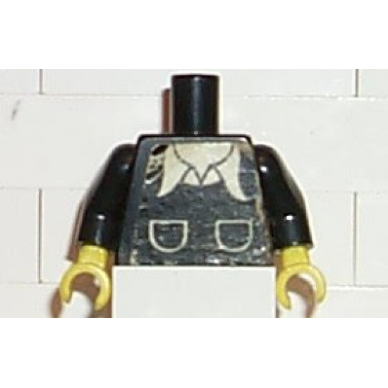 Torso Town Vest with Pockets, White Shirt Collar Pattern (Sticker) / Black Arms / Yellow Hands