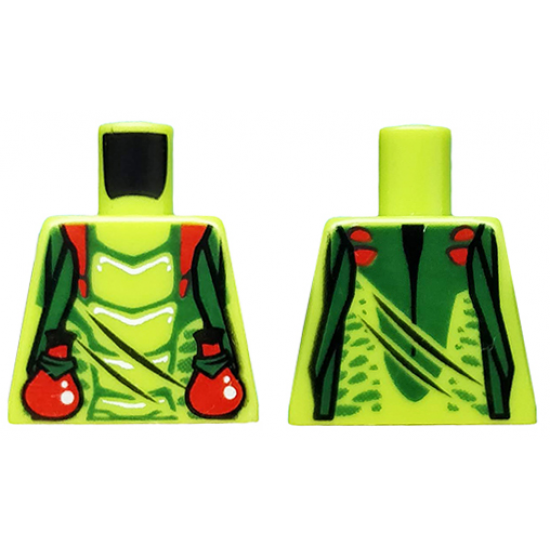 Torso Ninjago Snake with Dark Green Straps and Red Vials Pattern (Spitta)