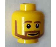 Minifigure, Head Beard Brown Angular with White Pupils and Grin Pattern - Blocked Open Stud