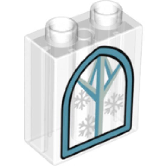 Duplo, Brick 1 x 2 x 2 with Snowflakes on Window Pattern