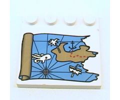 Tile, Modified 4 x 4 with Studs on Edge with Ocean Pirate Treasure Map Left-Half Pattern