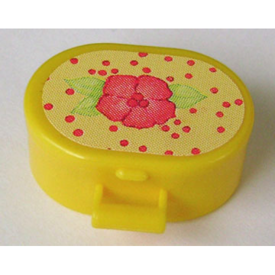 Scala Utensil Oval Case with Pink Flower and Red Dots on Light Yellow Pattern (Sticker) - Sets 3118 / 3204 / 3210