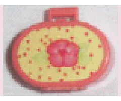 Scala Utensil Oval Case with Pink Flower and Red Dots on Light Yellow Pattern (Sticker) - Sets 3118 / 3204 / 3210