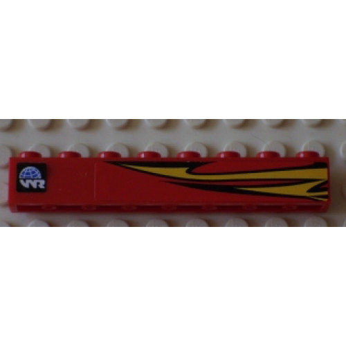 Brick 1 x 8 with Yellow Flames and World Racers Logo Pattern Model Right Side (Stickers) - Set 8897