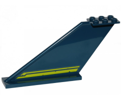 Tail 12 x 2 x 5 with Two Lime Stripes with Cut Out Edges Pattern Model Left Side (Sticker) - Set 70839