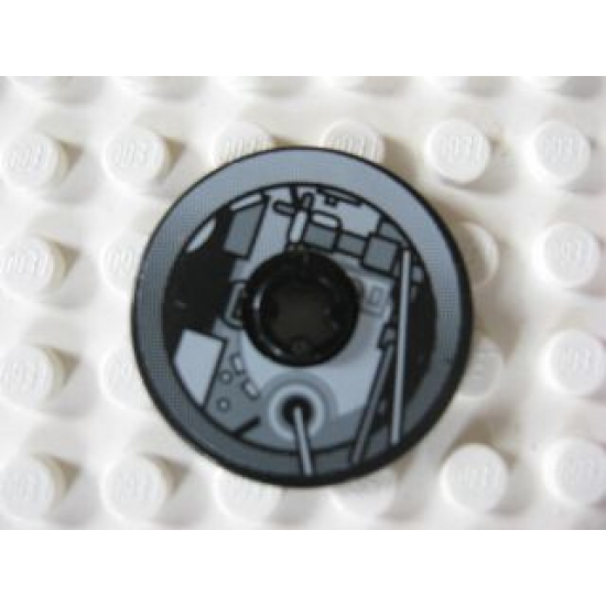 Technic, Disk 3 x 3 with Machinery Pattern 4 (Sticker) - Set 4504