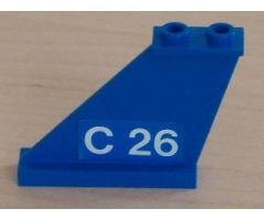 Tail 4 x 1 x 3 with White 'C 26' on Blue Background Pattern on Left Side (Sticker) - Set 4022