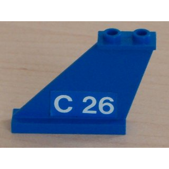Tail 4 x 1 x 3 with White 'C 26' on Blue Background Pattern on Left Side (Sticker) - Set 4022