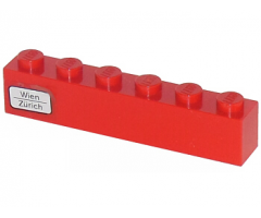Brick 1 x 6 with 'Wien - Zürich' Pattern on Left Side (Sticker) - Set 7740