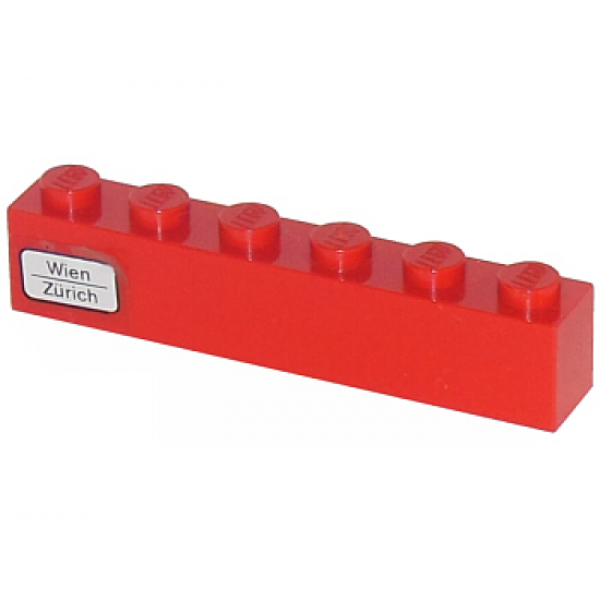 Brick 1 x 6 with 'Wien - Zürich' Pattern on Left Side (Sticker) - Set 7740