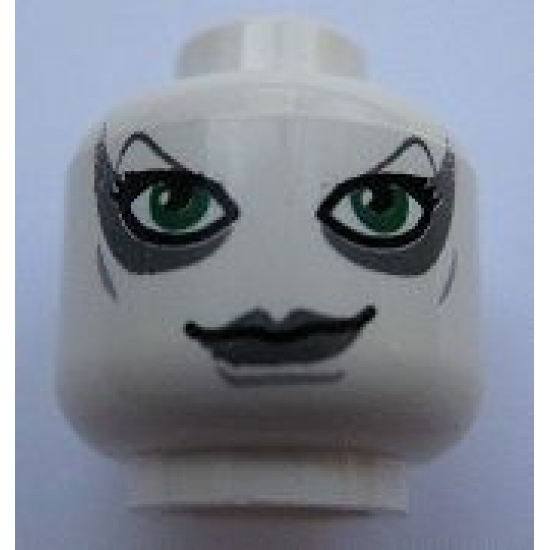 Minifigure, Head Female SW Aurra Sing, Large Green Eyes and Gray Lips Pattern - Blocked Open Stud