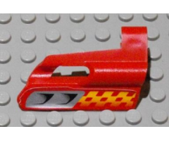 Technic, Panel Fairing #25 Small Short, Small Hole, Side A with Air Vents and Orange Checkered Racing Pattern (Sticker) - Set 8650