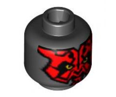 Minifigure, Head Alien with SW Darth Maul, Red Face Pattern - Blocked Open Stud