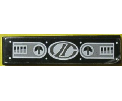 Tile 1 x 4 with 2 Gauge Panels and Dark Gray Stylized 'LT' on White Oval Racing Logo Pattern (Sticker) - Set 8408