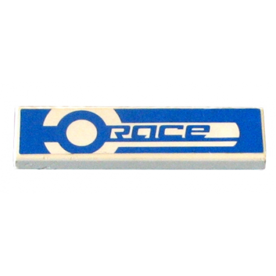 Tile 1 x 4 with Blue and White 'Race' Pattern (Sticker) - Set 8662