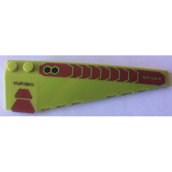 Wedge 10 x 3 Right with Dark Red Trapezoids, Black Hexagonals and Alien Characters Pattern (Stickers) - Set 70703