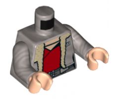 Torso Female SW Jacket with Collar, Red Undershirt Pattern (Qi'ra) / Flat Silver Arms / Light Nougat Hands