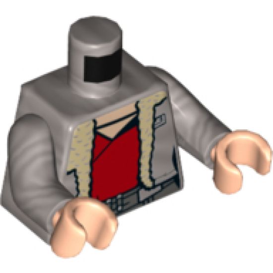 Torso Female SW Jacket with Collar, Red Undershirt Pattern (Qi'ra) / Flat Silver Arms / Light Nougat Hands
