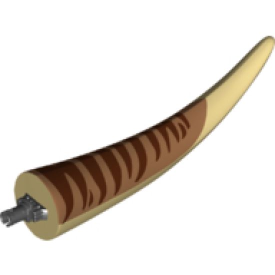 Animal, Body Part Dinosaur Tail Tyrannosaurus rex with Pin, Medium Nougat Top and Dark Brown Stripes Pattern