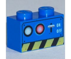 Brick 1 x 2 with Switch, Lamps, and Danger Stripe Pattern