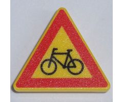 Road Sign 2 x 2 Triangle with Clip with Bicycle Crossing Pattern