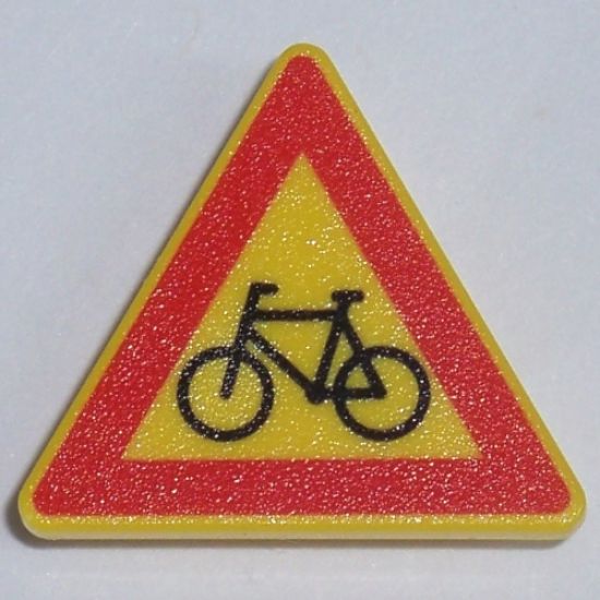 Road Sign 2 x 2 Triangle with Clip with Bicycle Crossing Pattern