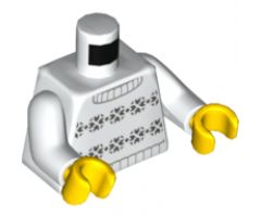 Torso Turtleneck Sweater with Knitted Dark Bluish Gray Snowflakes Pattern / White Arms / Yellow Hands