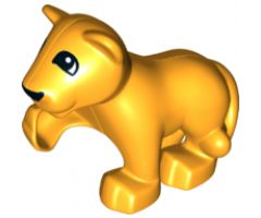 Duplo, Animal Lion Baby Cub, Raised Paw, Eyes Top Semicircular Pattern