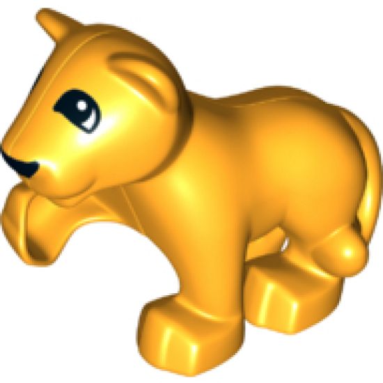Duplo, Animal Lion Baby Cub, Raised Paw, Eyes Top Semicircular Pattern