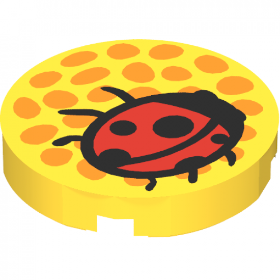 Tile, Round 2 x 2 with Orange Dots (Flower Center) and Red Ladybug Pattern (Belville)