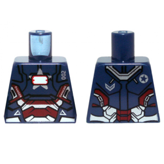 Torso Armor with '002', 'DANGER', White Rectangle and Silver and Red Plates Pattern