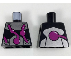 Torso Metallic Silver Bands with Bulging Purple Tubes Pattern