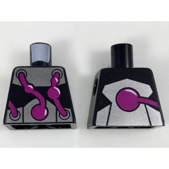 Torso Metallic Silver Bands with Bulging Purple Tubes Pattern