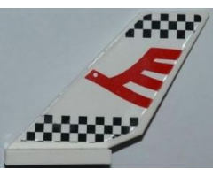 Tail Shuttle with Red Airline Bird and Black Checkered Pattern on Both Sides (Stickers) - Set 7643