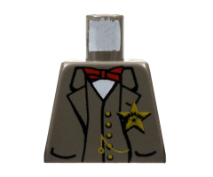 Torso Western Sheriff Star Badge, Vest, Red Bow Tie and Watch Fob Pattern (Sheriff)