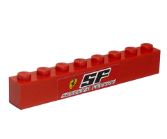 Brick 1 x 8 with Ferrari Logo and 'SF SCUDERIA FERRARI' Pattern (Sticker) - Sets 8153 / 8155