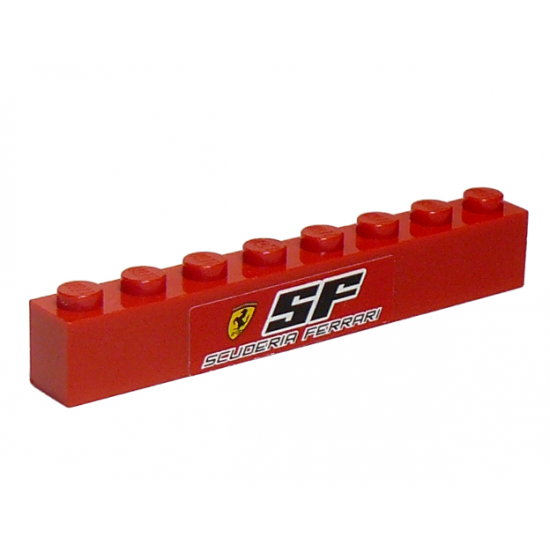 Brick 1 x 8 with Ferrari Logo and 'SF SCUDERIA FERRARI' Pattern (Sticker) - Sets 8153 / 8155