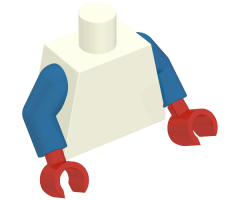 Torso Super Hero Suit with Red and White Belt, Light Bluish Gray Armor, and White Star Pattern (SDCC Captain America) / Blue Arms / Red Hands