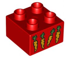 Duplo, Brick 2 x 2 with 4 Carrots Pattern