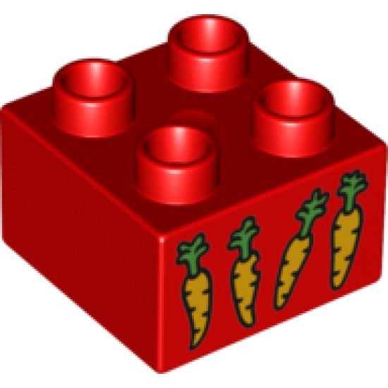 Duplo, Brick 2 x 2 with 4 Carrots Pattern