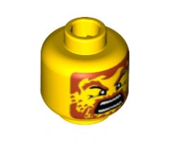 Minifigure, Head Male Brown Hair and Beard with Stubble, Open Mouth, White Pupils Pattern - Blocked Open Stud