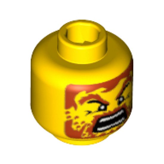 Minifigure, Head Male Brown Hair and Beard with Stubble, Open Mouth, White Pupils Pattern - Blocked Open Stud