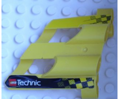 Technic, Panel Fairing # 1 Large Short, Large Holes, Side A with Checkered Flags and LEGO TECHNIC Logo Pattern (Stickers) - Set 8445