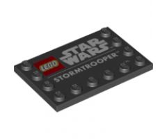 Tile, Modified 4 x 6 with Studs on Edges with Star Wars Logo and 'STORMTROOPER' Pattern