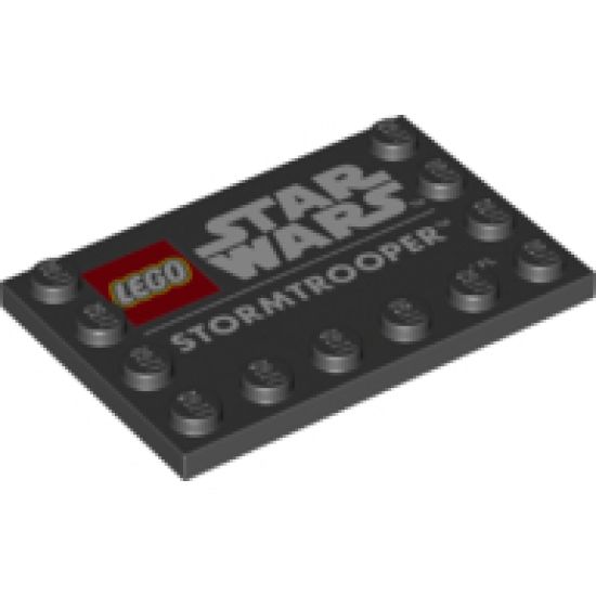Tile, Modified 4 x 6 with Studs on Edges with Star Wars Logo and 'STORMTROOPER' Pattern