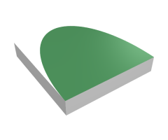 Tile 2 x 2 with Dark Green Solid Arch Pattern
