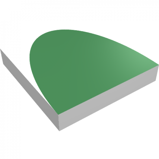 Tile 2 x 2 with Dark Green Solid Arch Pattern